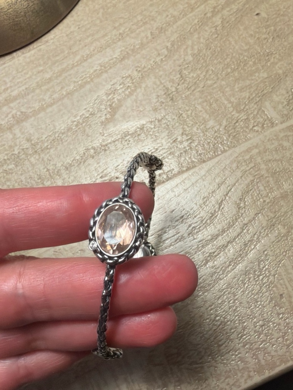 Swarovski Silver-Tone Braided Bangle with Clear Crystal
